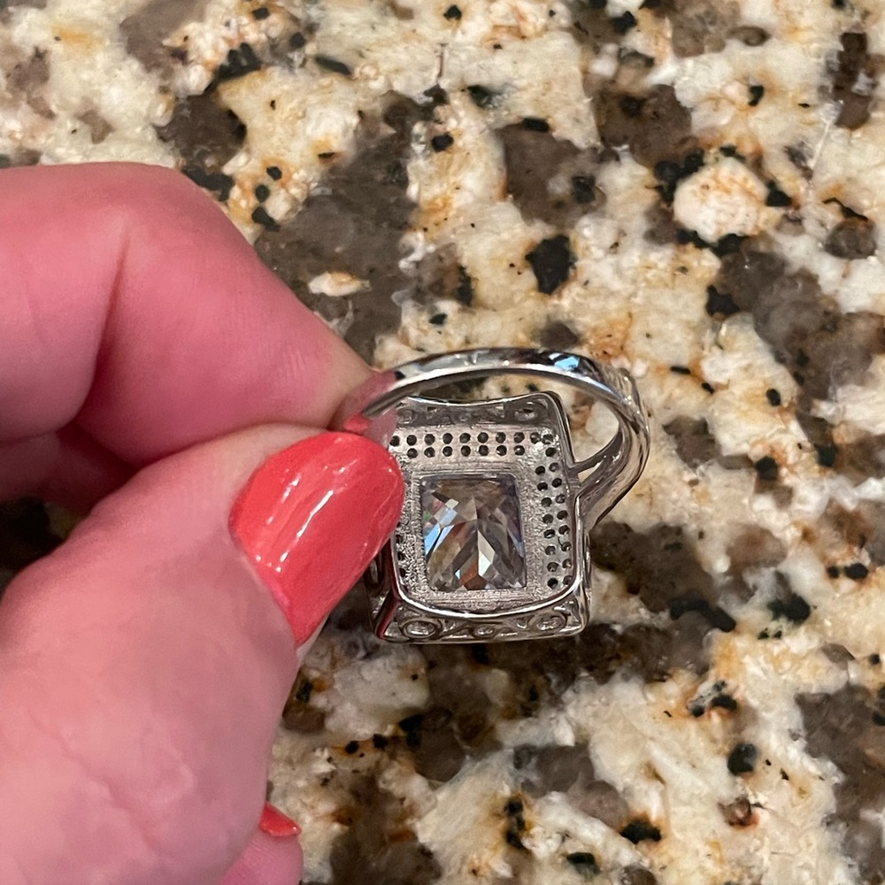Solid Sterling Silver Size 7 Moissanite Engagemen… - image 4